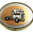 Vintage 18 Wheeler Truck Cab Enameled Belt Buckle 112717