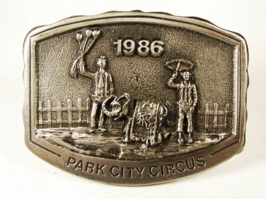 1986 Park City Utah Circus Belt Buckle by Michael Ricker 11215 W Original Box