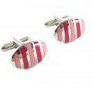 Silvertone Red & Pink Cufflinks 11062013