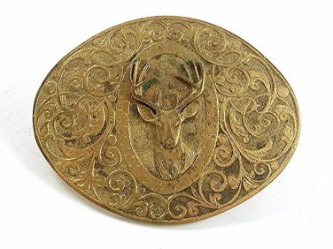 1986 Engraved Buck Deer Sunset Belt Buckle By WELDON E. LISTER 21317