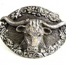 Vintage 1993 Silvertone Steer Head w/ Horns Belt Buckle By Ege USA 9117