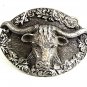 Vintage 1993 Silvertone Steer Head w/ Horns Belt Buckle By Ege USA 9117