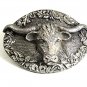 Vintage 1993 Silvertone Steer Head w/ Horns Belt Buckle By Ege USA 9117