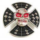 Silvertone Black Red Skull Eyes Mean Looking Belt Buckle 41017