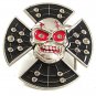 Silvertone Black Red Skull Eyes Mean Looking Belt Buckle 41017
