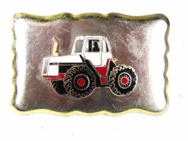 Vintage Silver Tone & Enameled Truck Belt Buckle 81216