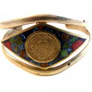 Vintage Mexican Sterling Silver Aztec Calender Cuff Bracelet