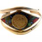 Vintage Mexican Sterling Silver Aztec Calender Cuff Bracelet