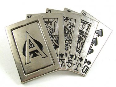 Vintage Spades Royal Flush - Reverable A Belt Buckle 3717