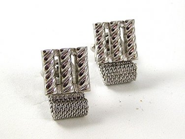 1970's Silver Tone Wrap Around Cufflinks 111216