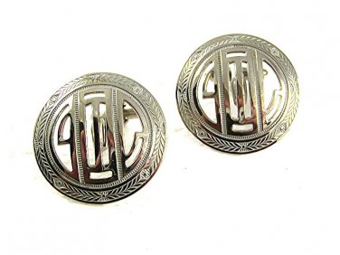 Vintage Silvertone Initial / Letter Monogrammed Cufflinks 71017