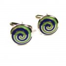Silvertone Blue & Green Swirl Cufflinks Unbranded Made In Italy 101515