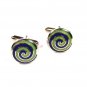 Silvertone Blue & Green Swirl Cufflinks Unbranded Made In Italy 101515