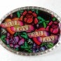 True Love True Love Black Green Roses Belt Buckle By ED HARDY 33116