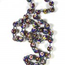 Chinese Dark Blue Red White Flower Bead Knotted Necklace 28" Unbranded 81915