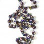 Chinese Dark Blue Red White Flower Bead Knotted Necklace 28" Unbranded 81915