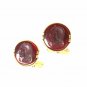 Vintage Gold Tone & Red Greek Warrior Cufflinks By SWANK 52016