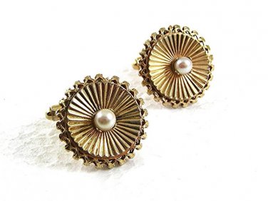 Vintage 1/20th 12Kt Gold Filled Goldtone & Pearl Cufflinks 73117