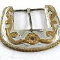 Large Vintage Silvertone & Goldtone Ranger Belt Buckle 71217