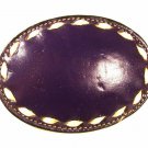 1960's-70's Western Cowgirls Purple w/ White Stitching Leather Belt Buckle 62416