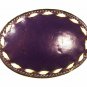 1960's-70's Western Cowgirls Purple w/ White Stitching Leather Belt Buckle 62416