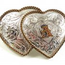Sterling Plate 2 Hearts Initial A Belt Buckle By MONTANA SILVERSMITHS 13017
