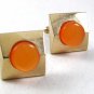 Vintage Goldtone & Orange Cufflinks 121317