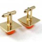 Vintage Goldtone & Orange Cufflinks 121317