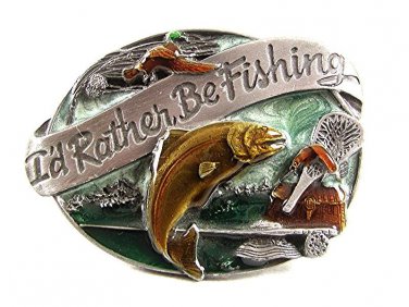 1985 I'd Rather Be Fishing Belt Buckle by Siskiyou 101817