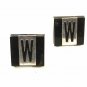 Silvertone Black Letter Initial W Cufflinks & Tie Clasp By SWANK 4716