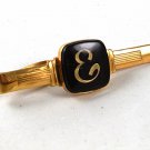 1950's Gold Tone Black Initial E Tie Clasp By HICKOK USA 91916