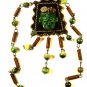 Mexican Copper Green Stones Aztec 20" Chain Dangley Necklace Unmarked 72215