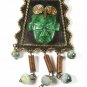 Mexican Copper Green Stones Aztec 20" Chain Dangley Necklace Unmarked 72215