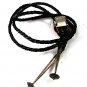 Vintage Native American Sterling Silver Purple Stone Bolo Leather Cord 52617
