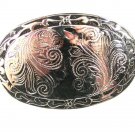 Western Rodeo Silvertone Black Belt Buckle Unbranded Made In U.S.A. 3416