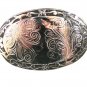 Western Rodeo Silvertone Black Belt Buckle Unbranded Made In U.S.A. 3416
