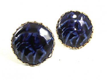 Vintage 1970's Silvertone & Blue GEMINI The Twins Nudes Cufflinks 102317