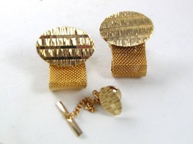 1970's Goldtone Wrap Around Cufflinks & Matching Tie Tac 61217