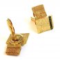 Vintage 1970's Gold Tone & Green CZs Wrap Around Cufflinks