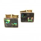 Vintage Taxco Mexican Sterling Silver & Abalone Cufflinks By C.J. 41416