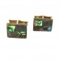 Vintage Taxco Mexican Sterling Silver & Abalone Cufflinks By C.J. 41416