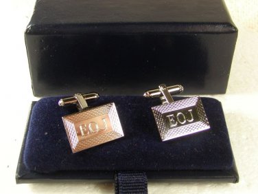 Silvertone Initials EOJ Cufflinks by HAYWARD in Paul Fredrick Box 31816