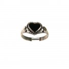 Sterling Silver Black Heart Ring Size 9 Unbranded 41316