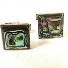 Vintage Mexican Taxco Sterling Silver & Abalone Cufflinks By R. Luco 81316