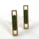 1970's Gold Tone & Green Cufflinks By S In Shield 31317