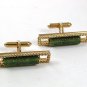 1970's Gold Tone & Green Cufflinks By S In Shield 31317