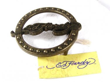 Ed Hardy Round Brassy Tone Belt Buckle 72116
