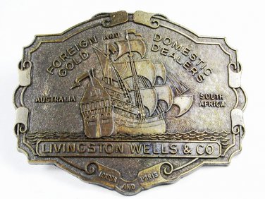 Livingston Wells & Co. Sailing Ship Foreign Domestic Belt Buckle Unbranded 11715