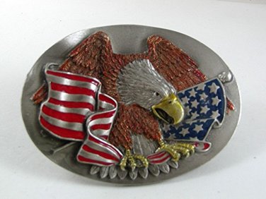 Vintage American Eagle Flag Belt Buckle By BERGAMOT USA 41417