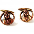 Vintage Gold Tone Egyptian Pharoph Cufflinks / Buttons 111516